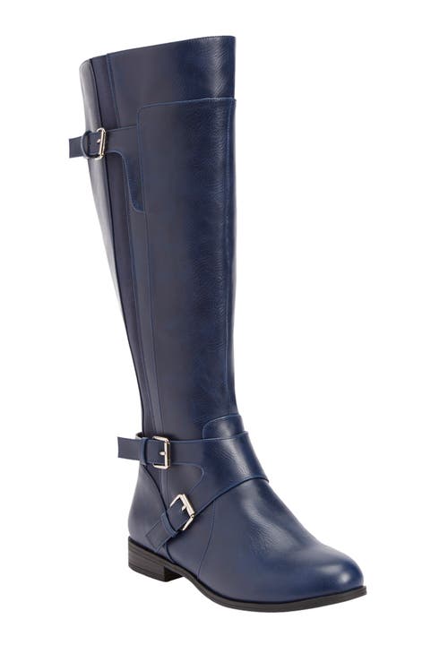 Comfortview The Whitley Tall Wide Calf Boot In Blue