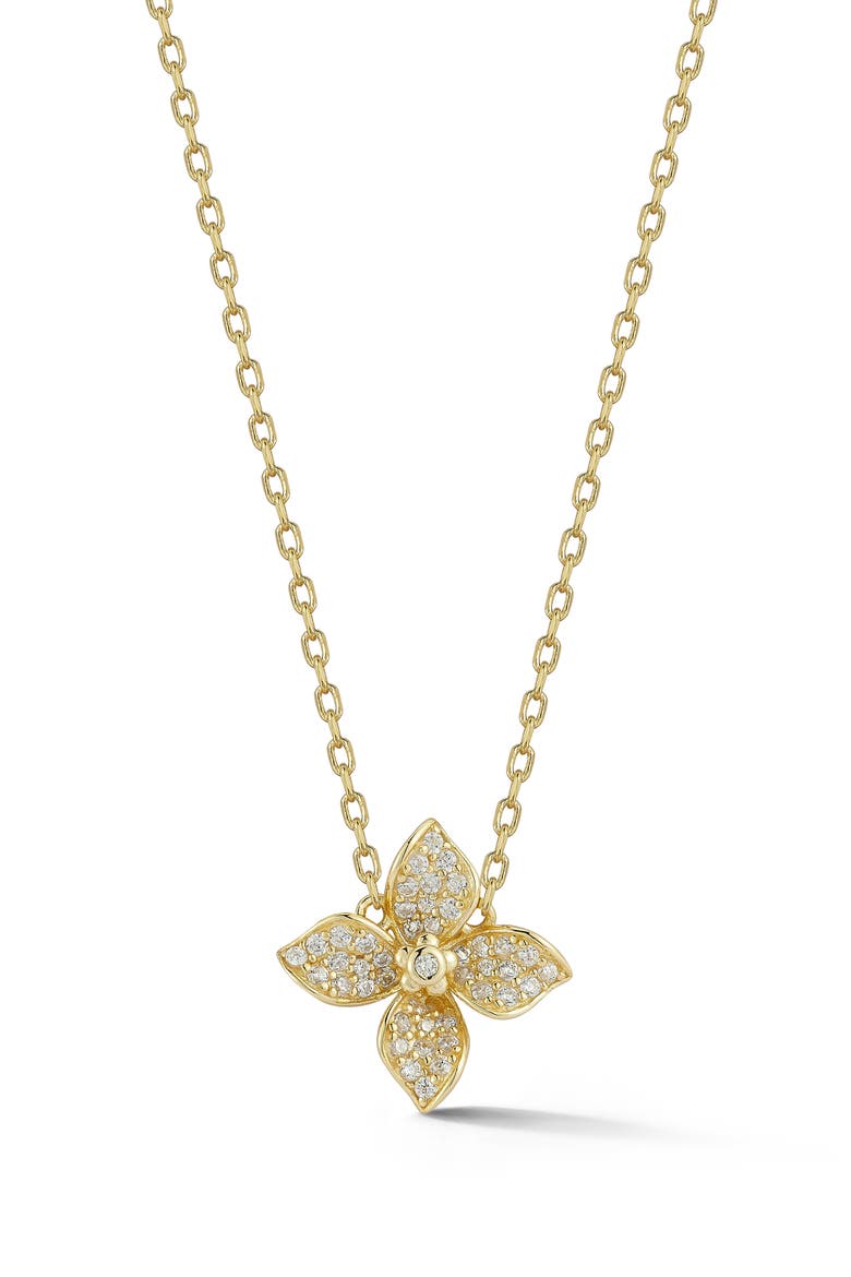 CZ Pavé Flower Pendant Necklace, Main, color, GOLD
