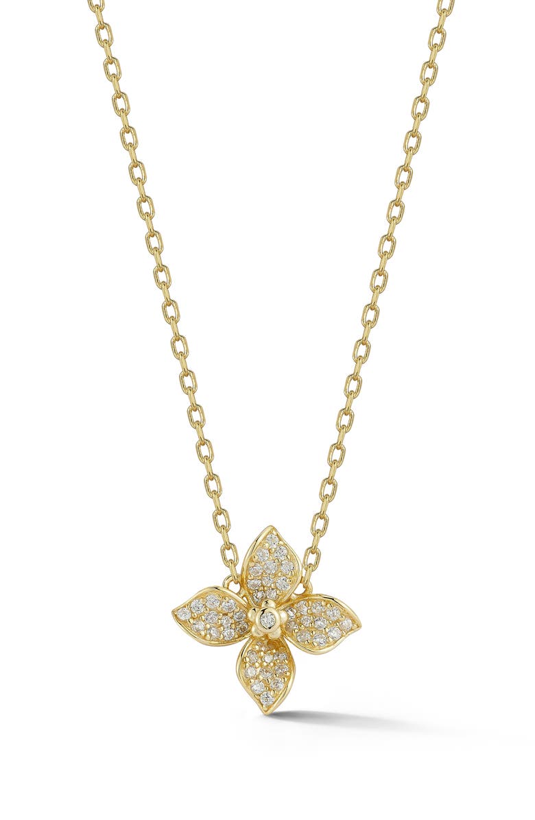 SPHERA MILANO CZ Pavé Flower Pendant Necklace, Main, color, Gold