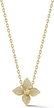 SPHERA MILANO CZ Pavé Flower Pendant Necklace