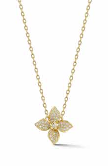 SPHERA MILANO CZ Pavé Flower Pendant Necklace