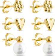 Sterling Forever Irene Faux Pearl Set of 3 Assorted Stud Earrings
