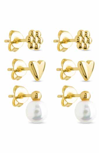 Sterling Forever Irene Faux Pearl Set of 3 Assorted Stud Earrings