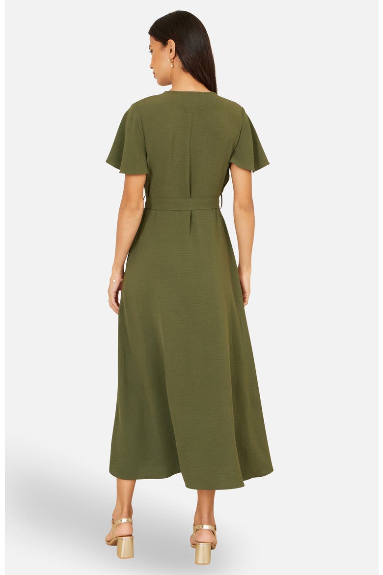 Ruffle Collar Midi Shirt Dress, Alternate, color, Green
