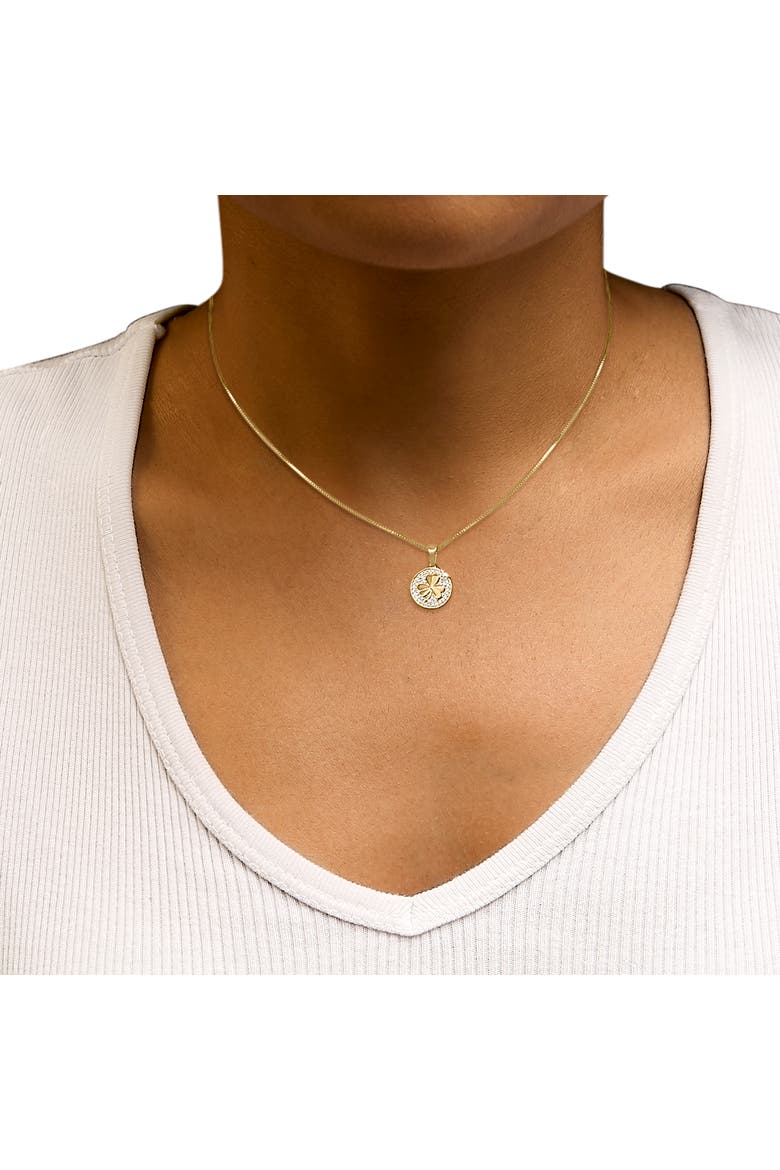 10K Yellow Gold 3 Leaf Clover 1/6 Cttw Diamond Pendant Necklace, Alternate, color, Yellow Gold