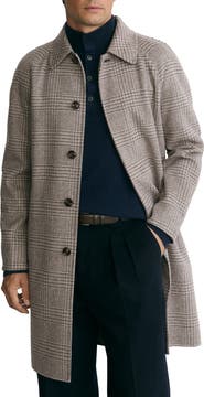 Reiss Morpeth Plaid Wool Blend Overcoat