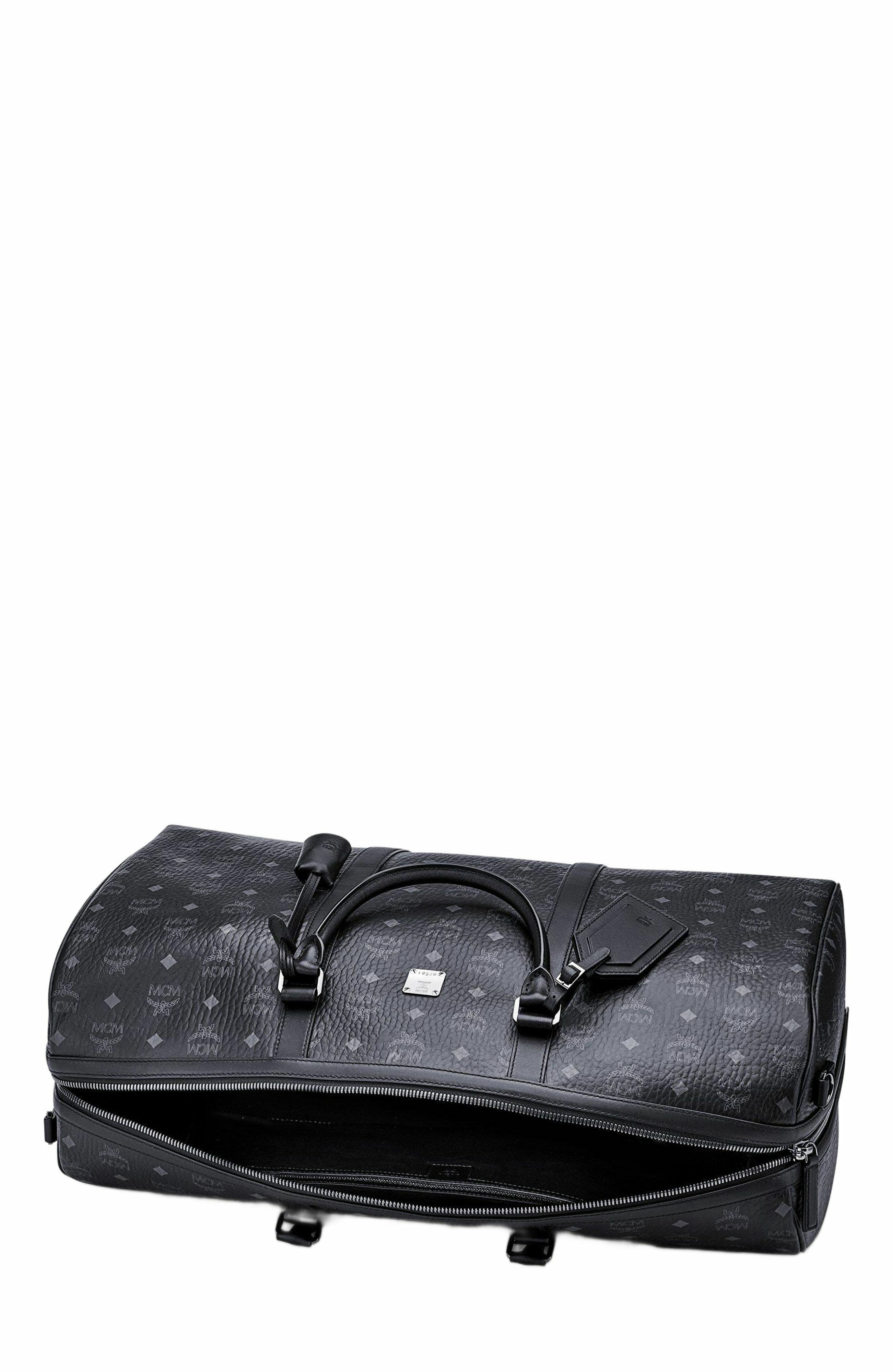 MCM Ottomar Weekender Bag in Visetos, Alternate, color, Black
