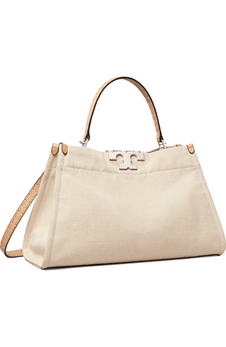 Tory Burch Mini Eleanor Canvas Satchel, Alternate, color, Natural