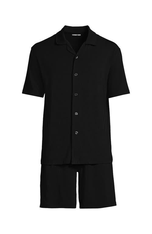 Lands' End Short Sleeve Cooling Knit Short Set In Black