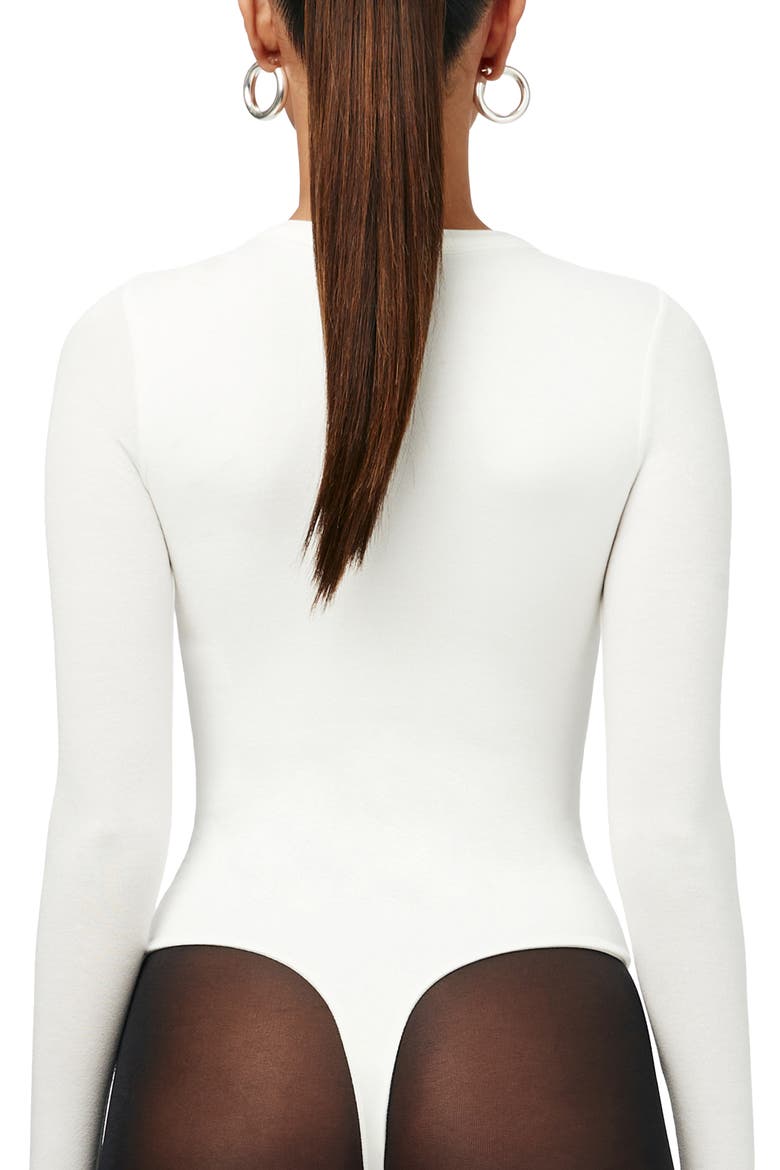 Sculpt Crewneck Bodysuit, Alternate, color, WHITE