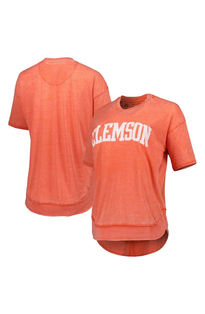 PRESSBOX Women's Pressbox Orange Clemson Tigers Arch Poncho T-Shirt, Main, color, 