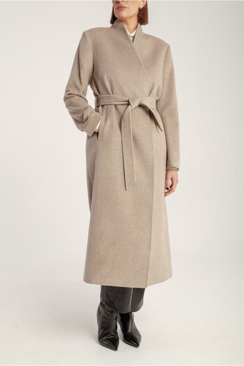 Cashmere Belted Long Coat, Main, color, Natural Brown