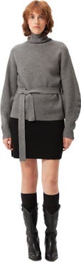 GOBI Mongolian Cashmere Belted Cashmere Turtleneck