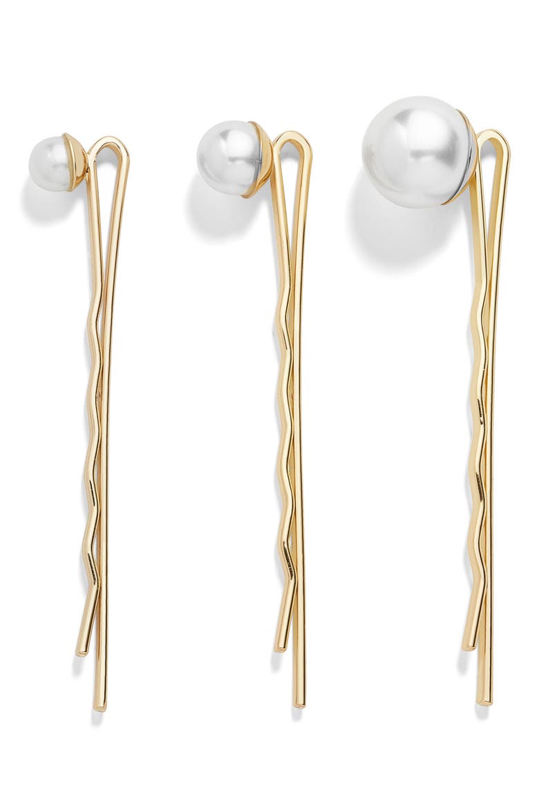 Aida Set of 3 Hairpins, Main, color, PEARL/ GOLD