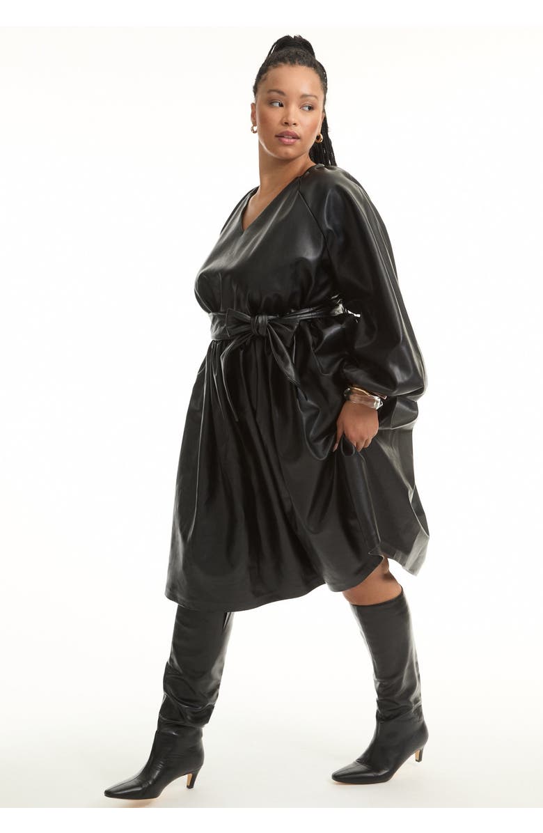 June + Vie Faux Leather Dress, Alternate, color, Black Onyx