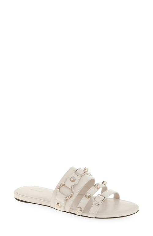 Balenciaga City Studded-strap Slide Sandals In White/silver