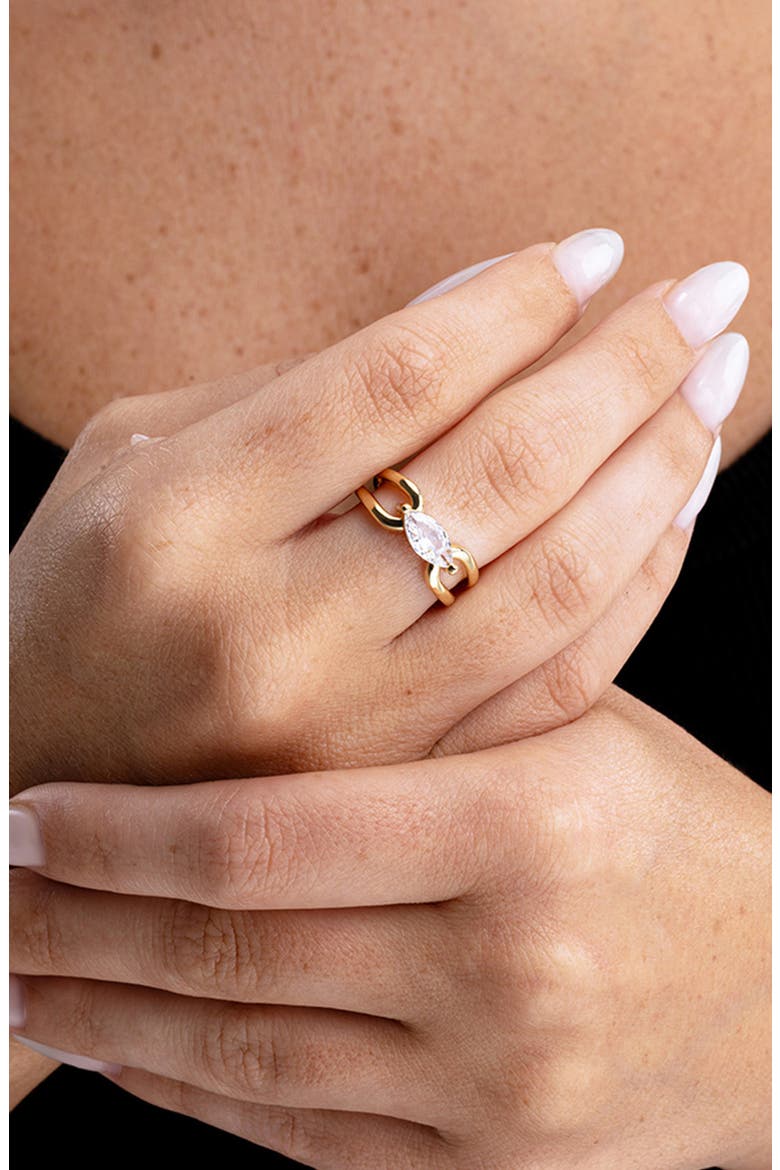 Marquise Luxe 14k Gold Plated Cubic Zirconia Ring, Alternate, color, GOLD