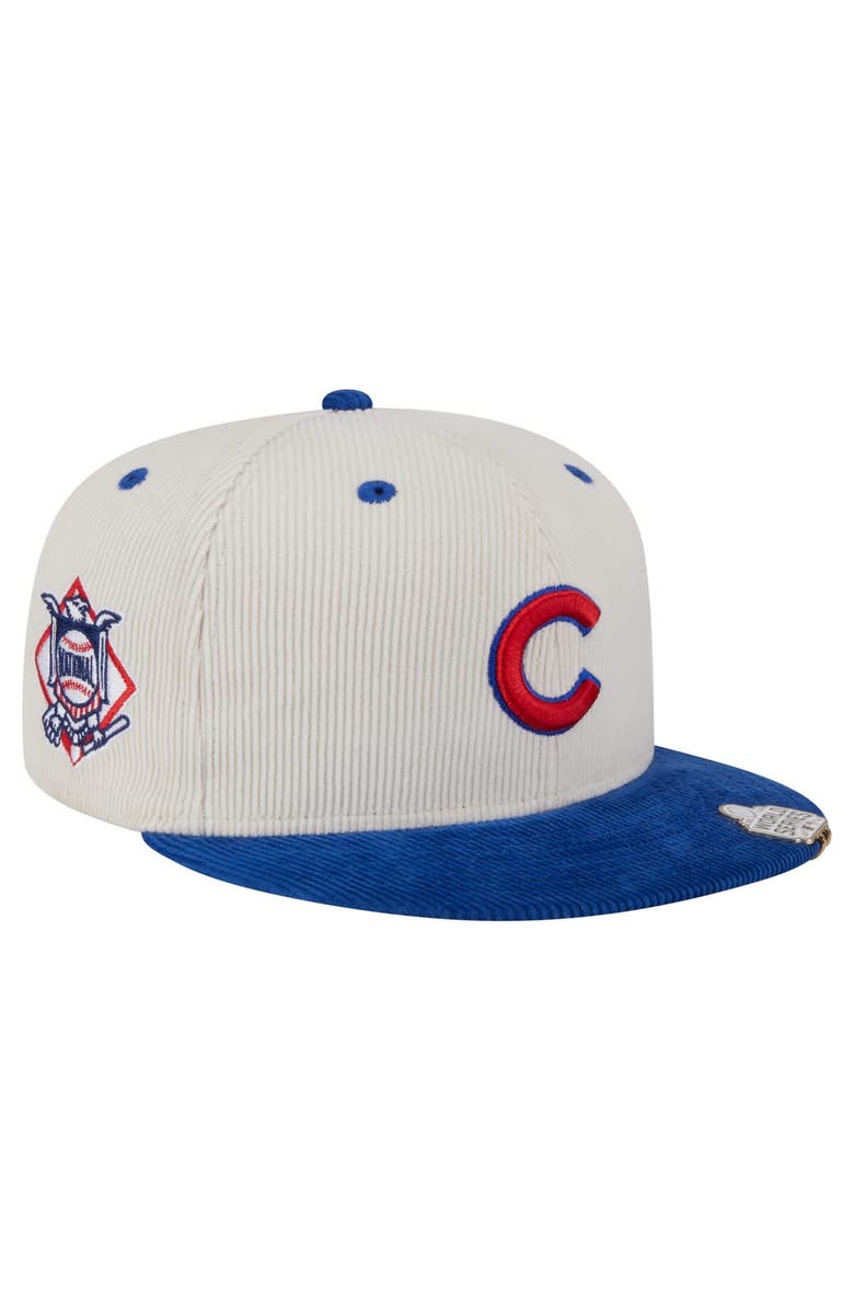 New Era Men's New Era Cream/Royal Chicago Cubs Two-Tone Corduroy 59FIFTY Fitted Hat, Main, color, Cream
