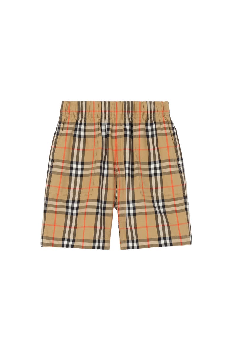 Burberry Check Cotton Cargo Shorts, Main, color, Sand Beige