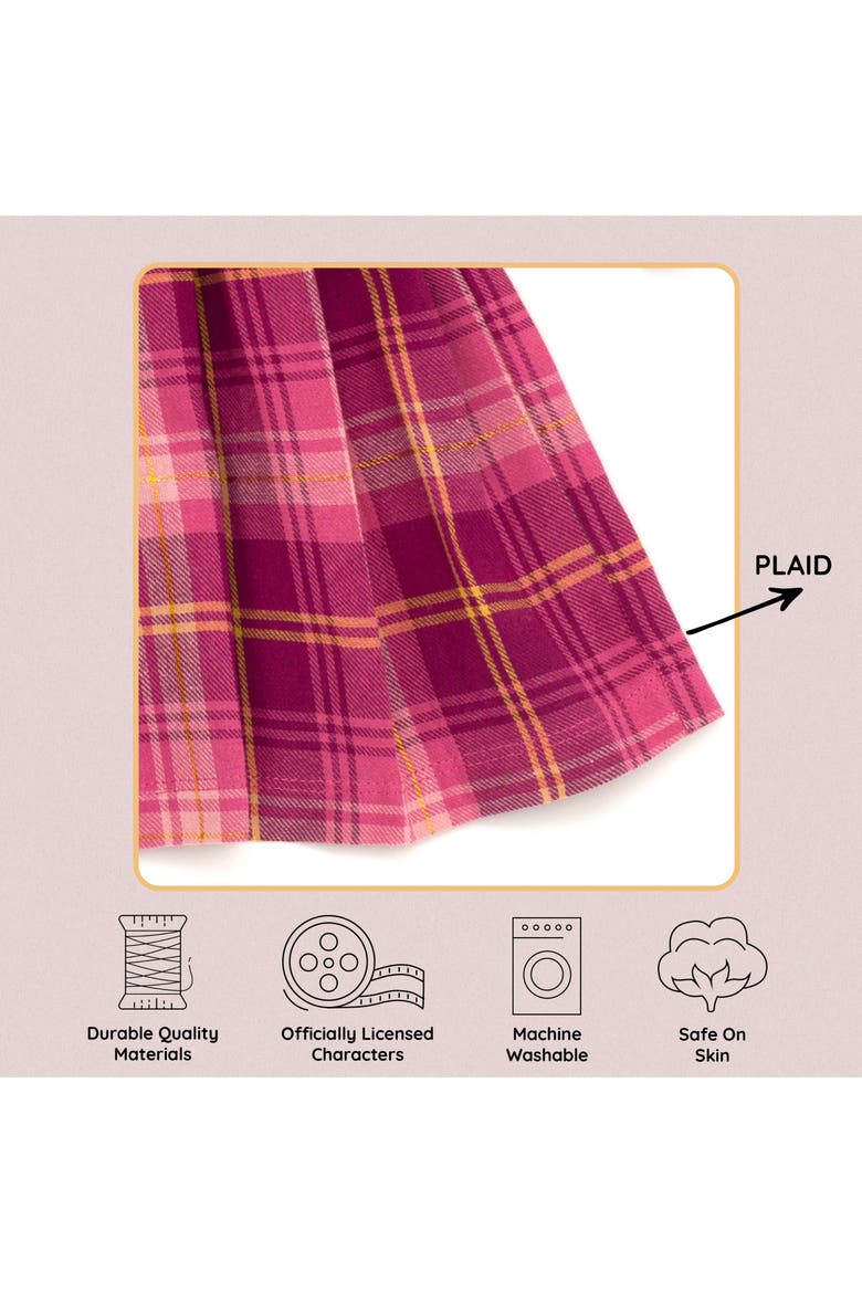 Fleece Pleated Sweatshirt Dress, Alternate, color, Mellow Rose Plaid