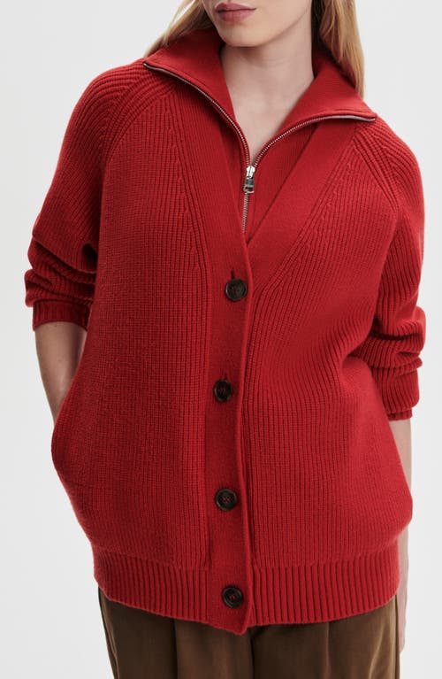 Varley Button Cardigan In Red