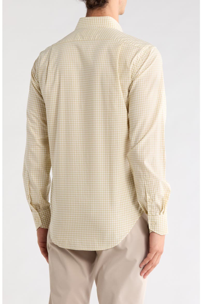 Gingham Trim Fit Cotton Shirt, Alternate, color, WHEAT