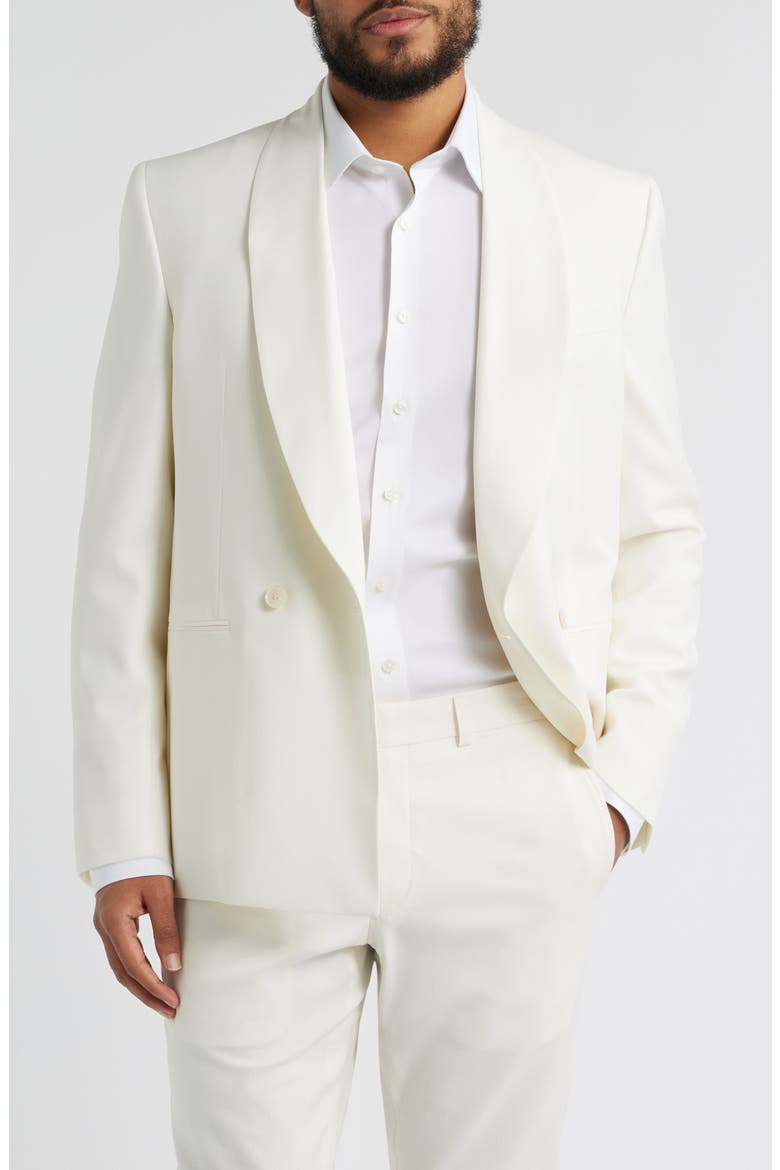 Ellis Double Breasted Ivory Super 120s Wool Dinner Jacket, Main, color, WHITE