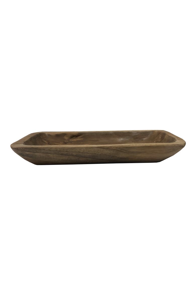 Teak Wood Tray, Alternate, color, BROWN