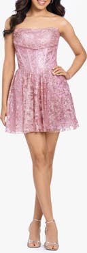 Blondie Nites Sequin Corset Strapless Cocktail Minidress