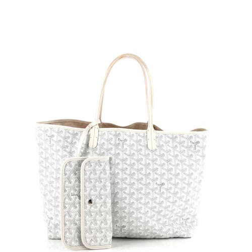 Pre-owned Goyard Goyard Saint Louis Tote Printed Coated Canvas Pm In White