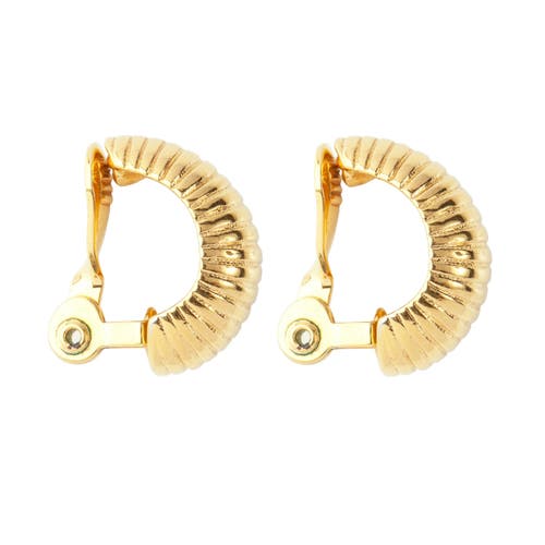 Susan Caplan 1980s Monet Gold Demi-hoop Clip-on Earrings
