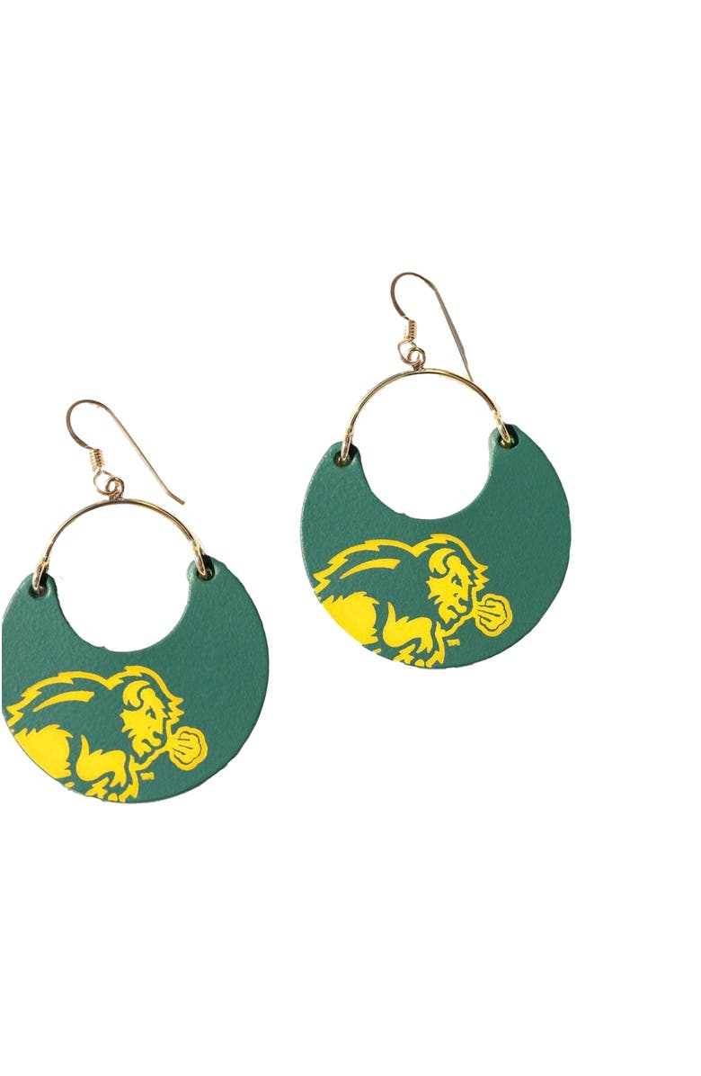 Nickel & Suede University Ninas Earrings, Main, color, Ndsu Green / Silver