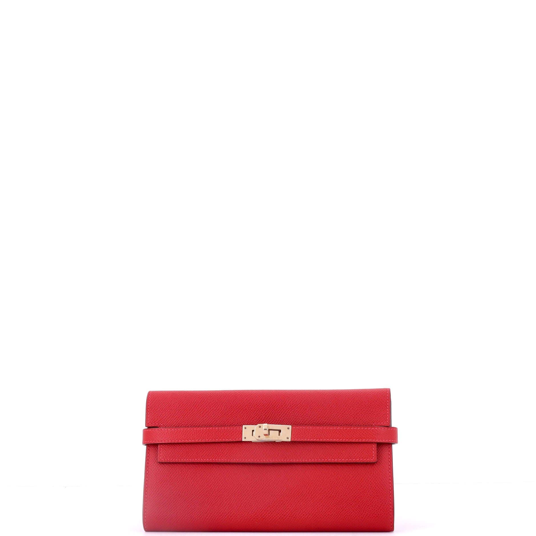 Pre-Owned Hermes Kelly Wallet Epsom Long, Main, color, Rouge Casaque