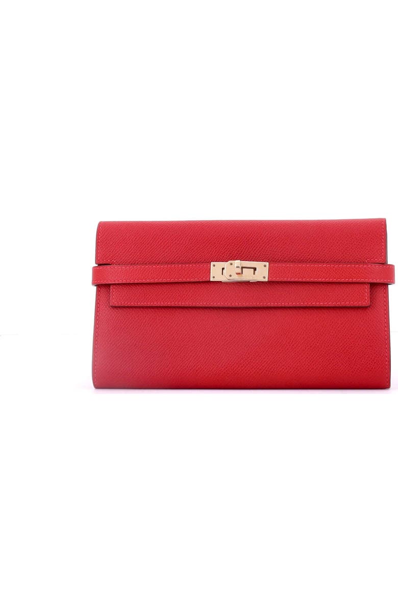 Pre-Owned Hermes Kelly Wallet Epsom Long, Main, color, Rouge Casaque