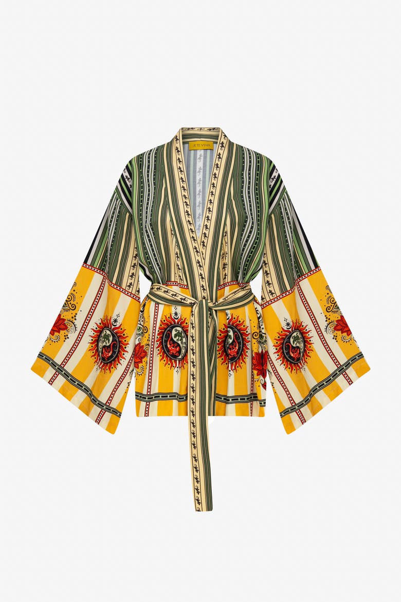 Sun Printed Desert Echo Caftan, Alternate, color, Green