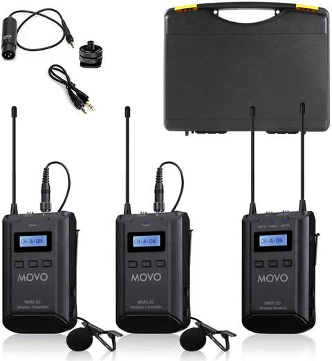 WMX-20-DUO 48-Channel UHF Wireless Lavalier Microphone System Compatible with DSLR Cameras