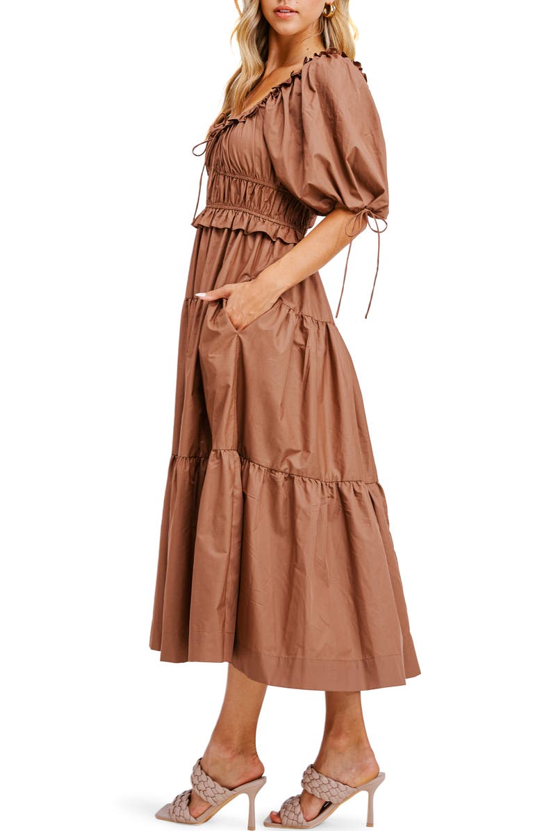 En Saison Tiered Poplin Midi Dress, Alternate, color,