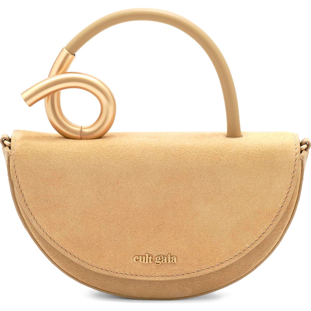 Cult Gaia Nano Azariah Suede Top Handle Bag In Sand