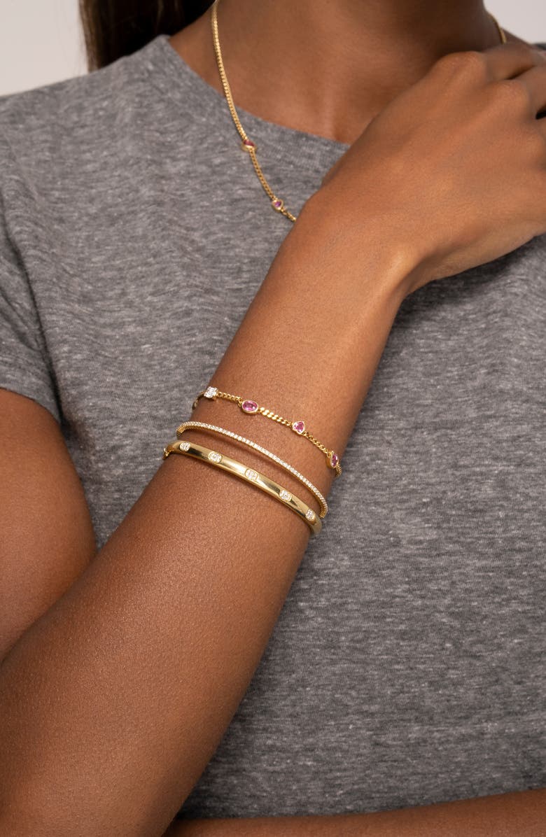 Bony Levy Mika Oval Diamond Cluster Bangle Bracelet, Alternate, color, 18K Yellow Gold