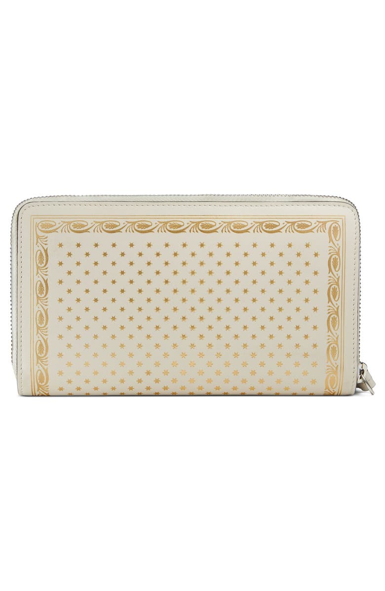 Gucci Guccy Logo Moon & Stars Leather Zip Wallet, Alternate, color, 