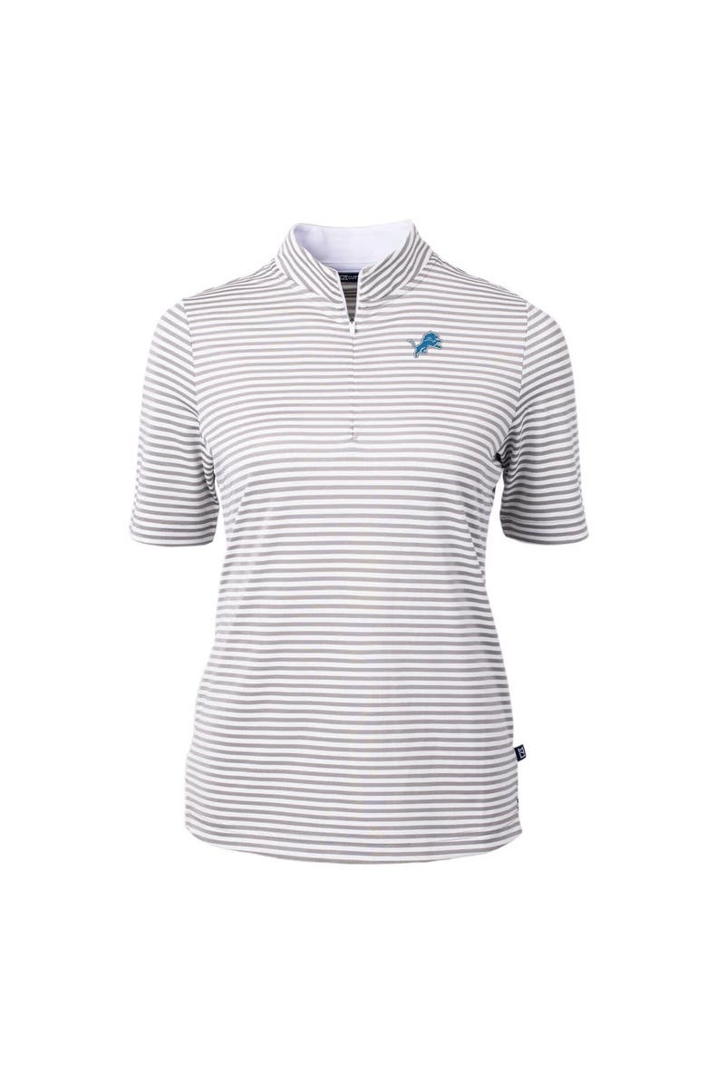 Cutter & Buck Women's Cutter & Buck  Gray Detroit Lions  DryTec Virtue Eco Pique Stripe Recycled Polo, Alternate, color, 