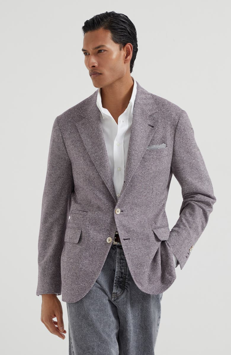 Brunello Cucinelli Chevron deconstructed blazer, Alternate, color, Burgundy