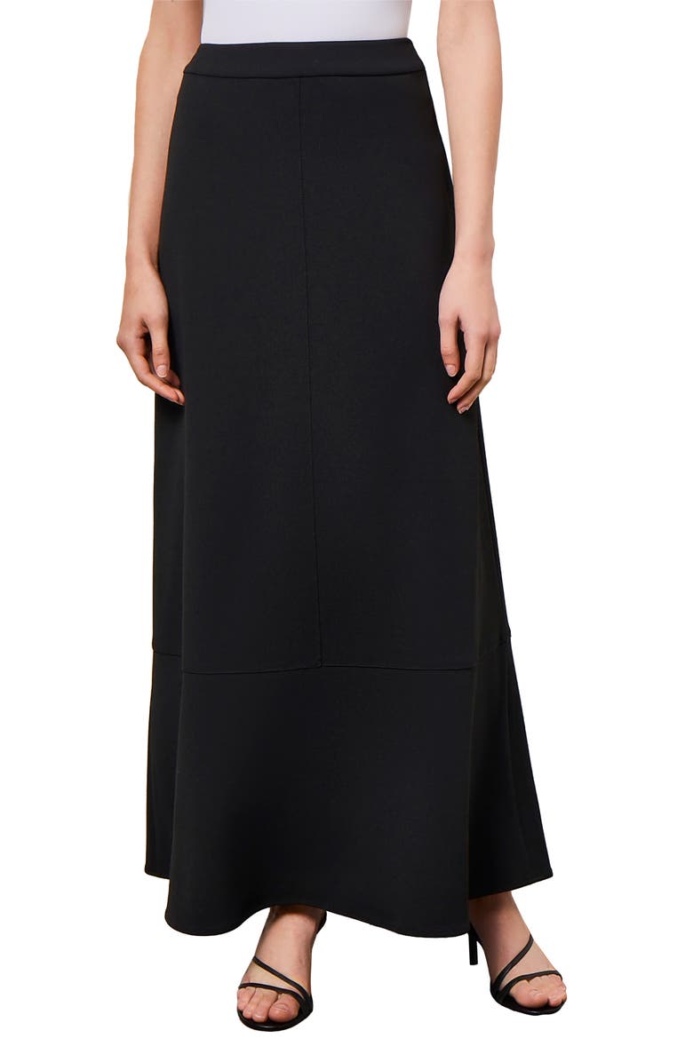 Ming Wang Heritage Fit Flare Deco Crêpe de Chine Maxi Skirt, Main, color, 