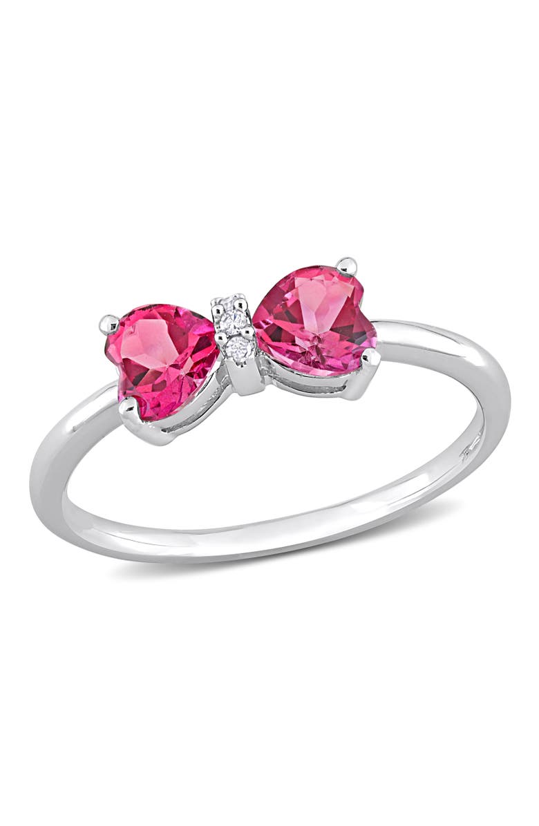 Julianna B. Pink Topaz & Diamond Accent Bow Ring, Main, color, Pink Topaz