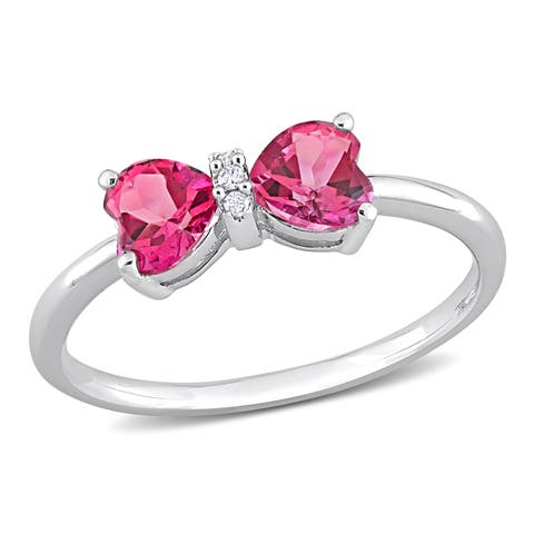Pink Topaz & Diamond Accent Bow Ring