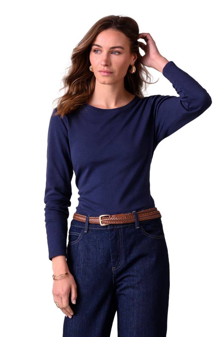Long Sleeve Crew Neck T-Shirt, Main, color, Navy