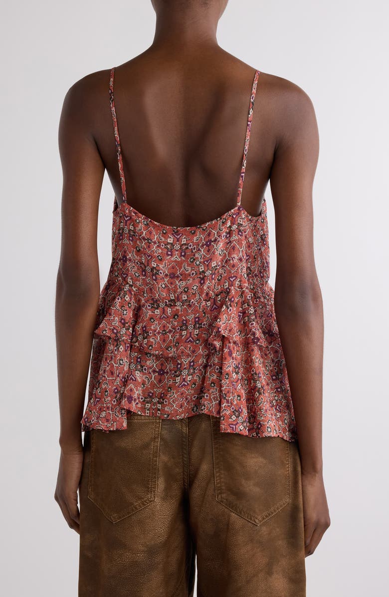 Isabel Marant Étoile Briara Handkerchief Ruffle Camisole, Alternate, color, Rust