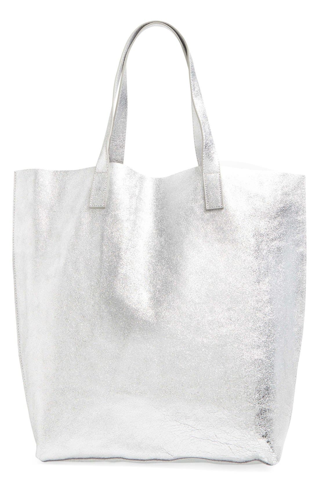 Street Level Metallic Leather Tote, Main, color, 