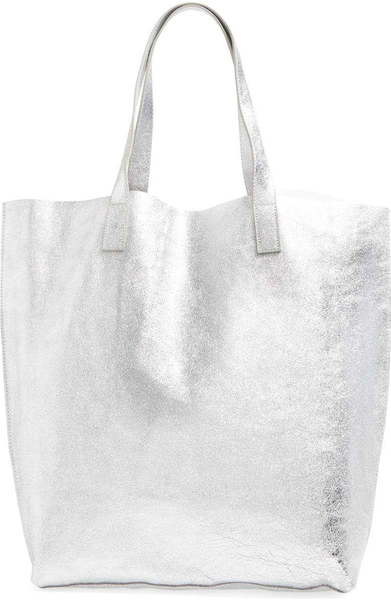 Street Level Metallic Leather Tote, Main, color,
