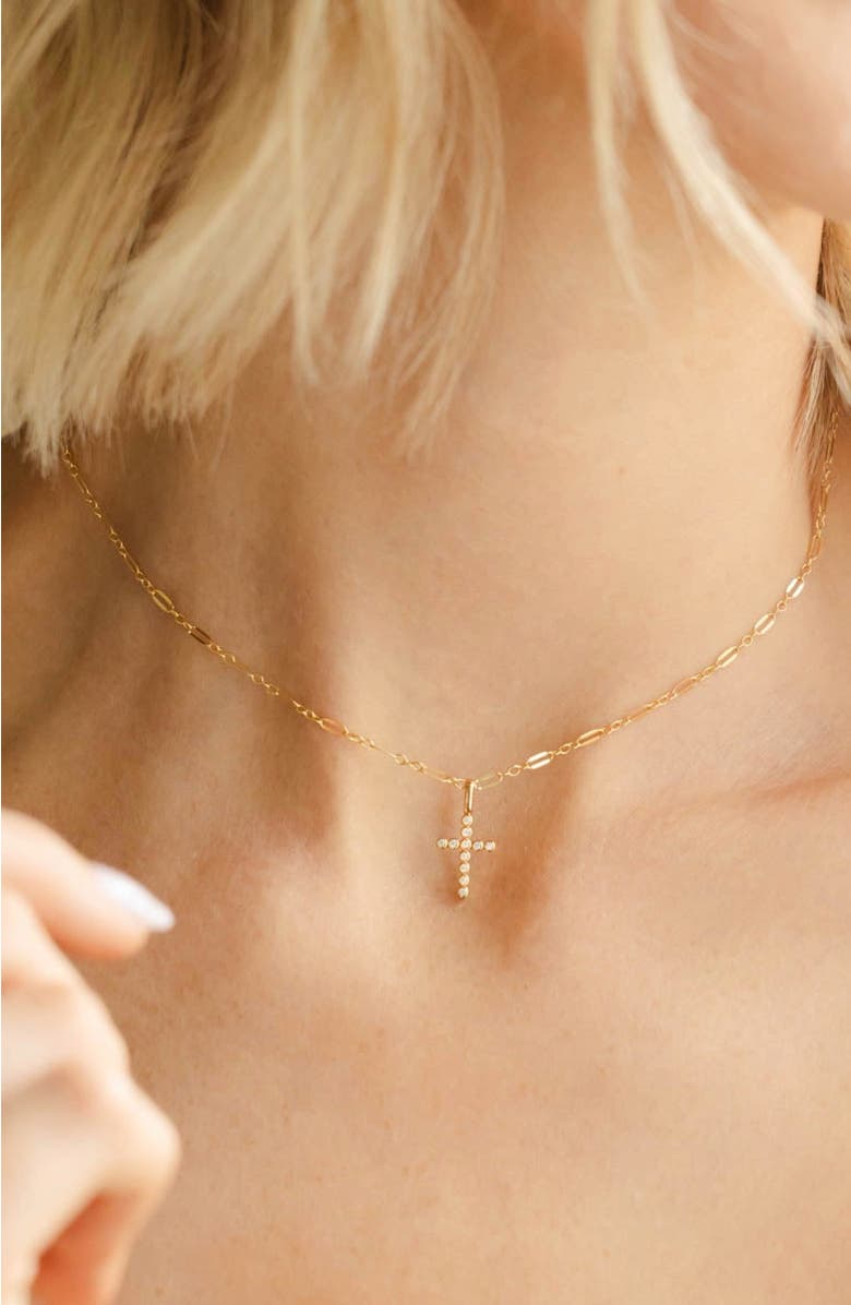 MADE BY MARY CZ Poppy Cross Charm, Alternate, color, Gold Vermeil